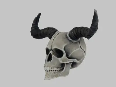 a skull with horns 3D model