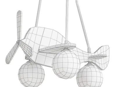 Wood Kids Chandelier with Globe Lights 3D model
