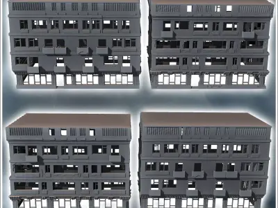 Set of modern modular multi-storey buildings 10 - Modern WW2 WW1 3D print model
