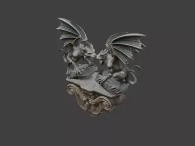 Dueling Gargoyles Low-poly 3D model