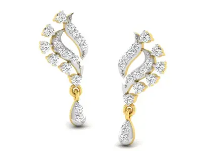 Gold Diamond Women Earring 3D print Model 3D print model 103