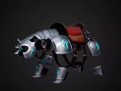 Heavy Plate Armor Set for Stylized Animal-Bear Low-poly 3D model