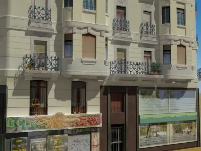 Building apartment with roof 3D model