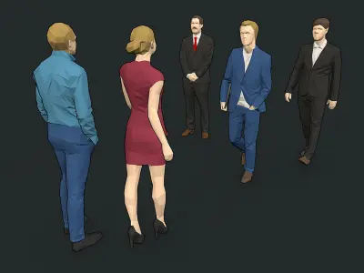 Lowpoly People Colorful Low-poly 3D model
