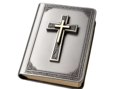 Ornate Holy Bible with Golden Cross Low-poly 3D model