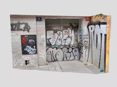 Street Corner House Entrance with Graffiti 3D model