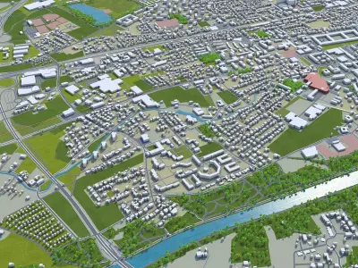 Wels Austria 20km Low-poly 3D model