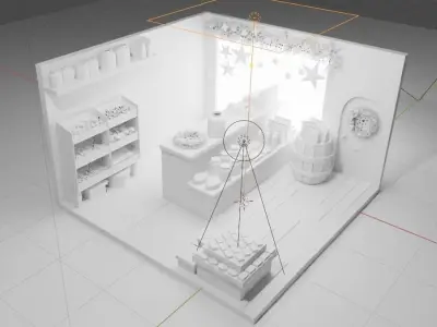 Christmass Gift Shop Low-poly 3D model