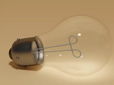 Simple Cute Incandescent Light Bulb Low-poly 3D model