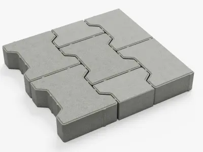Self-locking I-shaped paving block Low-poly 3D model