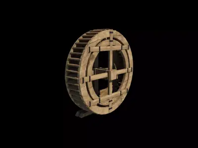 wooden water wheels 3D model