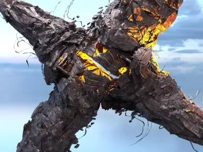 Sci fi Winter Island floating asteroid 2 3D model