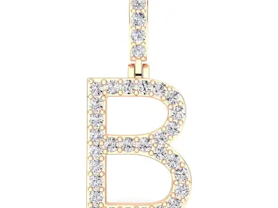 Alphabet B-letter single row pendant 3D print model