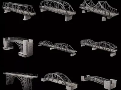 STEEL METAL BRIDGE POST APO PLATFORM BASCULE COLLECTION Low-poly 3D model