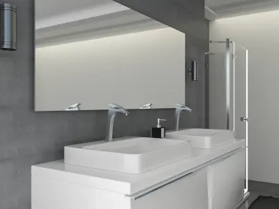 modern grey bathroom 3 illumination sets 3D model