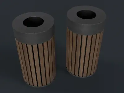 Street Trash Can 42 PBR Game Ready Low-poly 3D model
