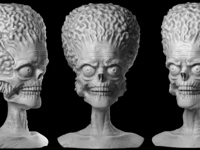 Martian 3D print model alien head 3D print model