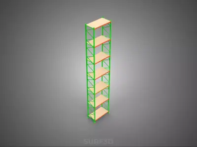 TOWER RACK UPRIGHT VERTICAL WOOD METAL WAREHOUSE SHELVES STORAGE 3D model