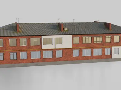 Two-Story Apartment Building Brick 3D model