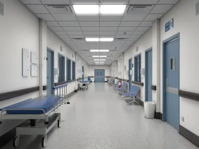 Modular Hospital Corridor Kit Low-poly 3D model