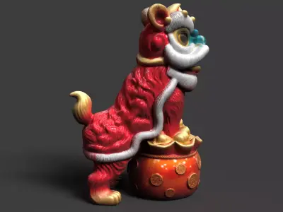 Chinese Lion Dance Costume Figure  Low-poly 3D model purchase