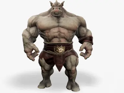 Heavy Warrior Rhino Low-poly 3D model