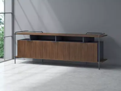 Alando 3 Doors Sideboard with Metal Frame 3D model