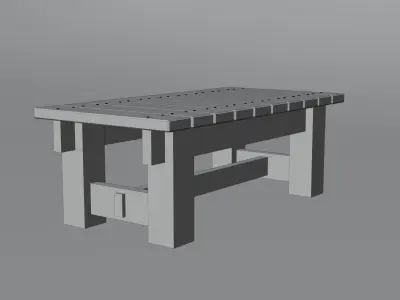 Old Wooden Bench with Moss and Dirt Lowpoly PBR 3D Model Low-poly 3D model