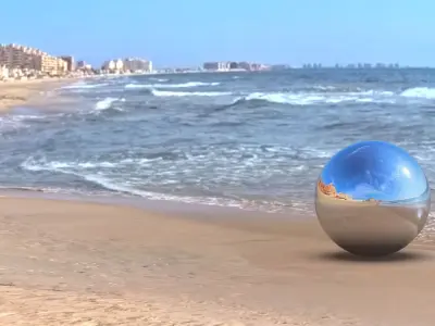  Sky Panorama  Coastal Sunset with Modern Buildings Low-poly 3D model