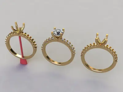 4 Prong Heart Shape Diamond Engagement Ring 3D print model