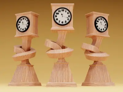 Wooden Clock - Vintage Clock - Game Ready Object 3D model