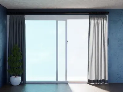 Glass door cum window 3D model