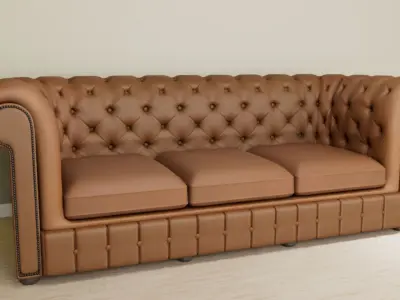 Chesterfield Style Leather Sofa 3D Model Low-poly 3D model