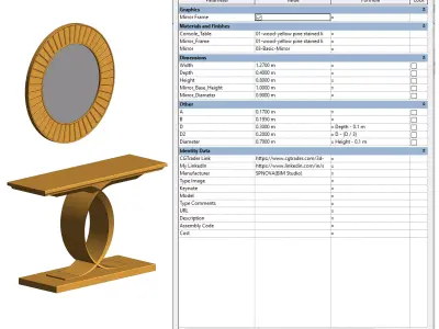 Parametric Mirror and Console for Revit  3D model