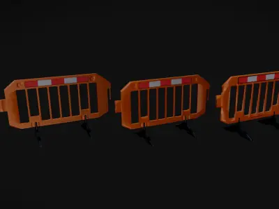 Orange Plastic Roadwork Barricade 3D model