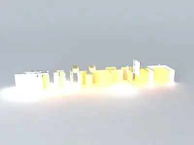 130f3d building with light shining Free 3D model