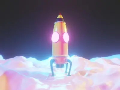 Cartoon Rocket  Low-poly 3D model