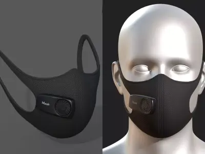 Gas mask protection futuristic technology fantasy  Low-poly 3D model