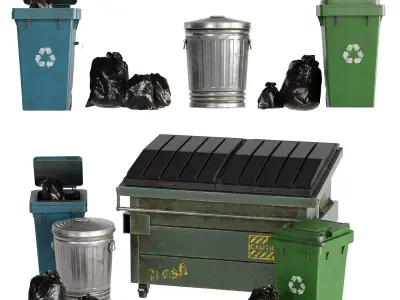 Facade Trash Set 1 Low-poly 3D model