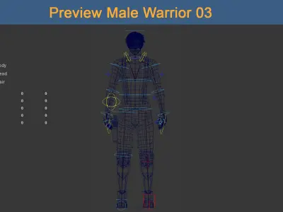 Character Male Warriors 03 - Ready for game Low-poly 3D model