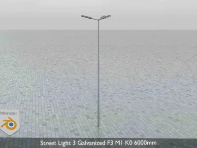 Street Light 3 Galvanized F3 M1 K0 6000mm Low-poly 3D model