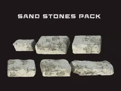 Sand Stones Pack Low-poly 3D model