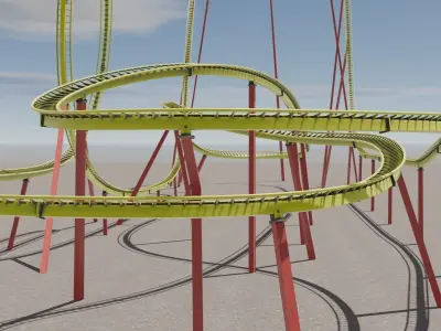 Rollercoaster 3D model Low-poly 3D model