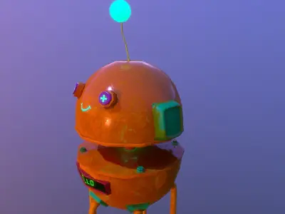 Burfie orange robot Low-poly 3D model