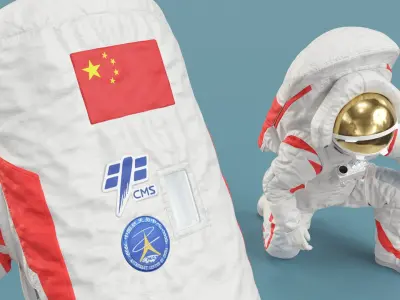  Chinese Moon Spacesuit with Astronaut Rigged 