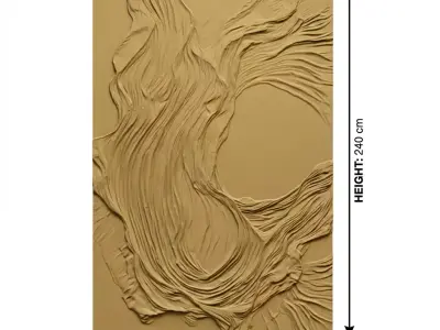 Organic Waves Relief Panel Wall Decor Set STL Mural CNC 372 3D model
