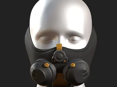Gas mask respirator scifi futuristic  Low-poly 3D model 20