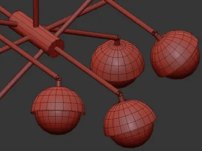 KENDALL modern brass chandelier with glass globes 3D model