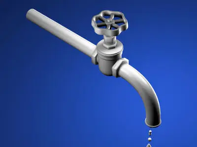 Tap with water drops 3D model