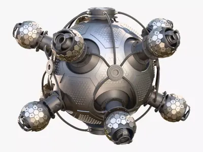 Abstract SciFi Spherical Core Hub M1 3D model